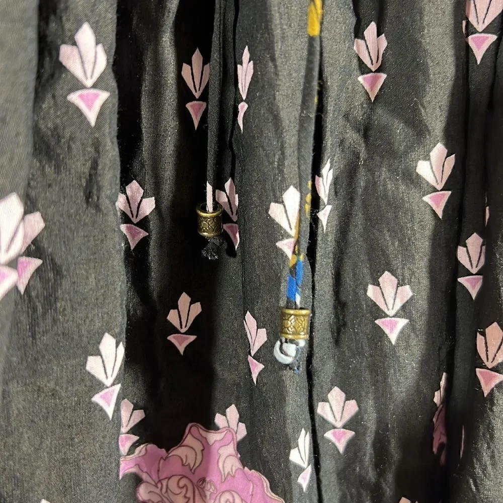 ANTHROPOLOGIE DASHA SMOCKED MIDI DRESS NWT MEDIUM BLACK COMBO